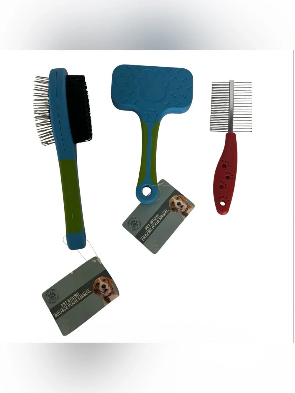 3-Piece Dog Grooming Kit - Blue, Green & Red